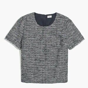 J Crew Tweed Navy White Top Shirt Small